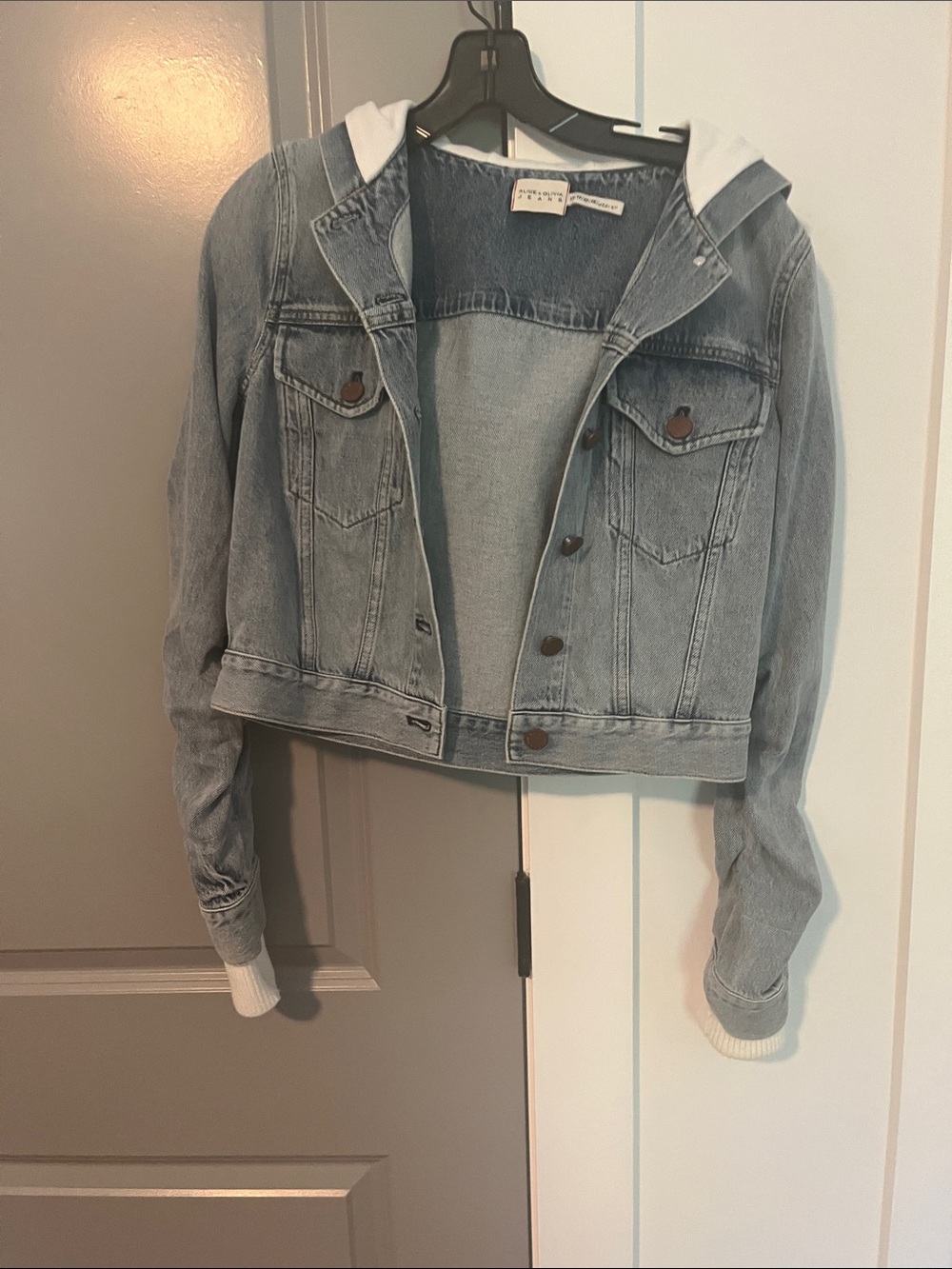 Alice and Olivia Light Blue Denim Hooded Jacket - Women